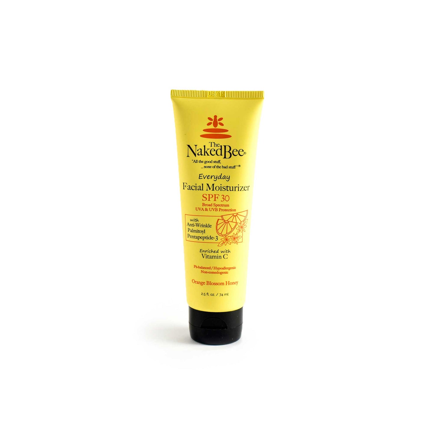 A 2.5 fl oz tube of Naked Bee Orange Blossom scented SPF 30 Facial Moisturizer.