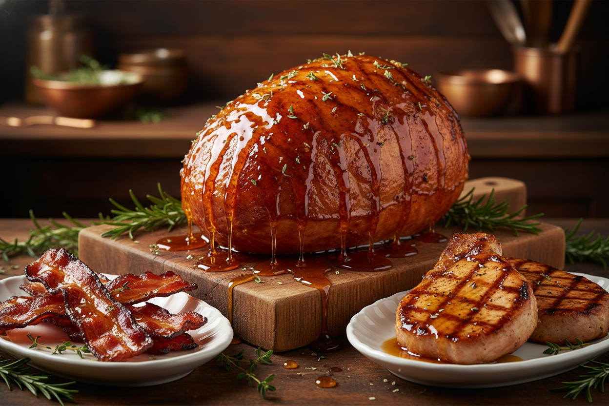 Irish Honey with Jameson Whiskey's alcohol and malt notes make it an exceptional glaze for roasted or grilled Pork (especially bacon or ham).  Show the above foods with the glaze