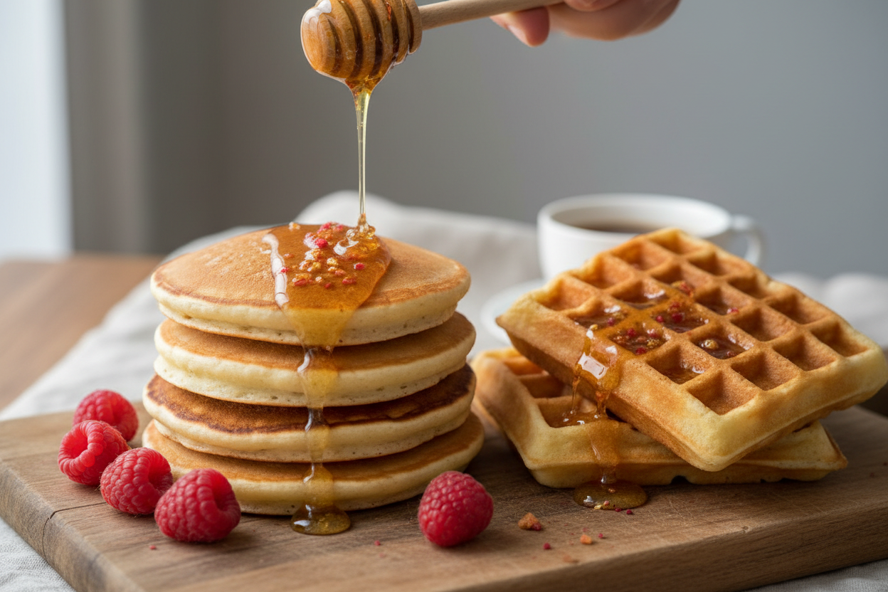Show both waffles and pancakes